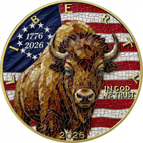 In Stock! 2026 U.S. Eagle Mosaic Bison Edition 1 oz Silver Coin