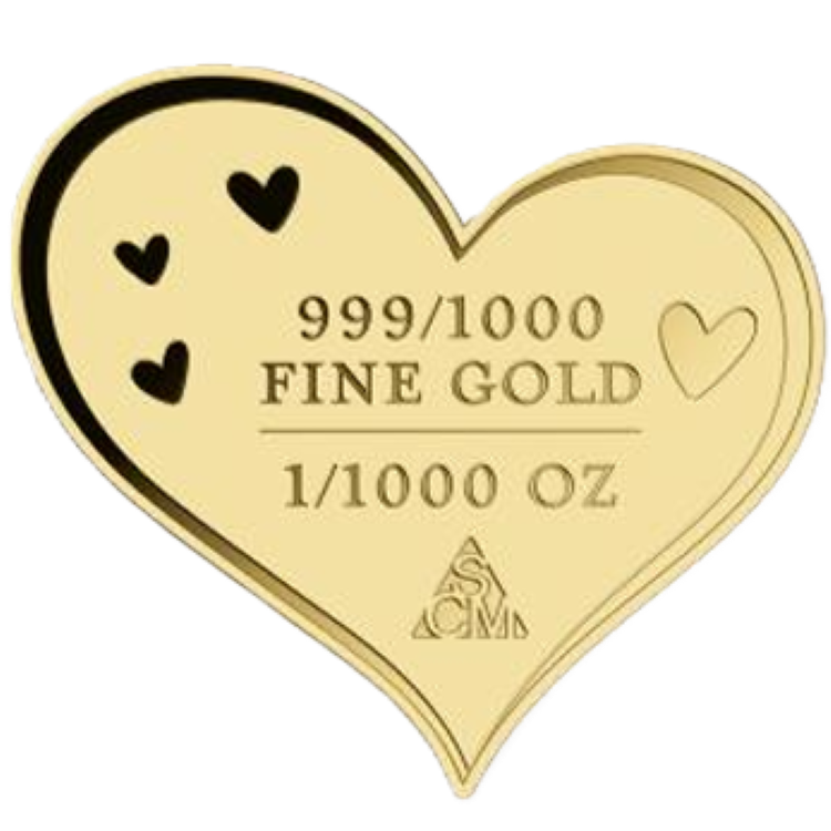 In Stock! Heart Best Mom 1/1000 oz Gold Medallion with Case
