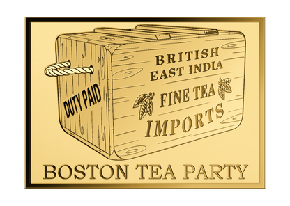In Stock! Boston Tea Party  1/1000 oz Gold Medal in Card  (25,000 Mintage)