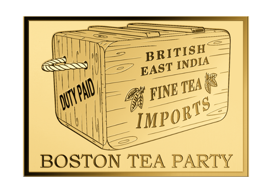 In Stock! Boston Tea Party  1/1000 oz Gold Medal in Card  (25,000 Mintage)