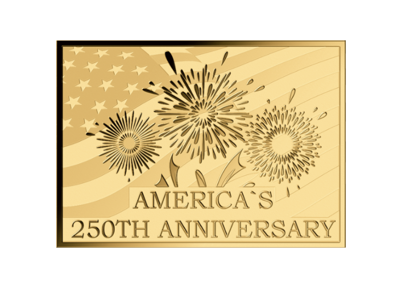 In Stock! America 250th Anniversary  1/1000 oz Gold Medal in Card  (25,000 Mintage)