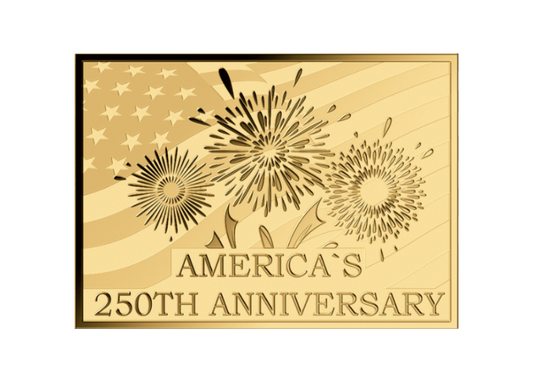 In Stock! America 250th Anniversary  1/1000 oz Gold Medal in Card  (25,000 Mintage)