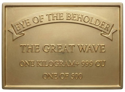 KILO! Eye of the Beholder - The Great Wave Colorized Gold Gilt 1 Kilo Copper Medal (01/14)