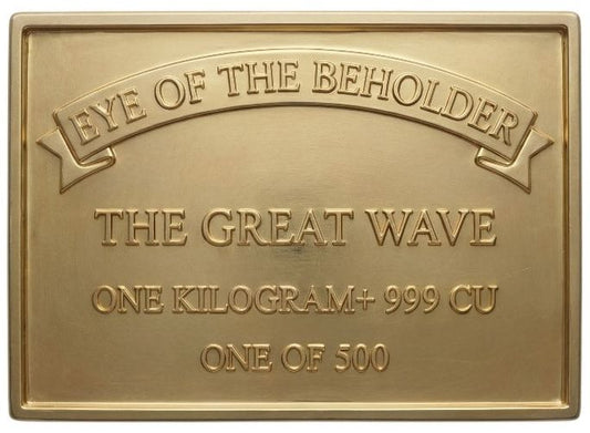 KILO! Eye of the Beholder - The Great Wave Colorized Gold Gilt 1 Kilo Copper Medal (01/14)