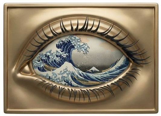 Eye of the Beholder - The Great Wave Colorized Gold Gilt 1 oz Copper Medal (01/14)