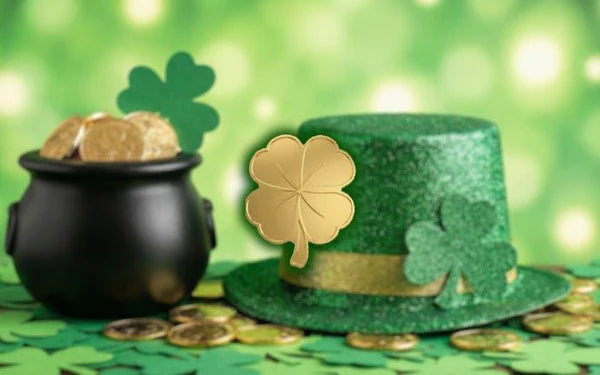 Larger weight! 2026 St. Patricks Day Shamrock .999 Shaped Fine Gold in Card 1/500