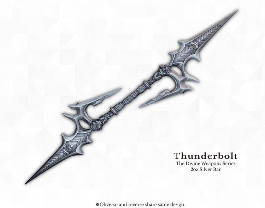 In Stock! 2024 Korea Divine Weapons Thunderbolt Antiqued Shaped 2 oz Silver Bar (3,000 Mintage)