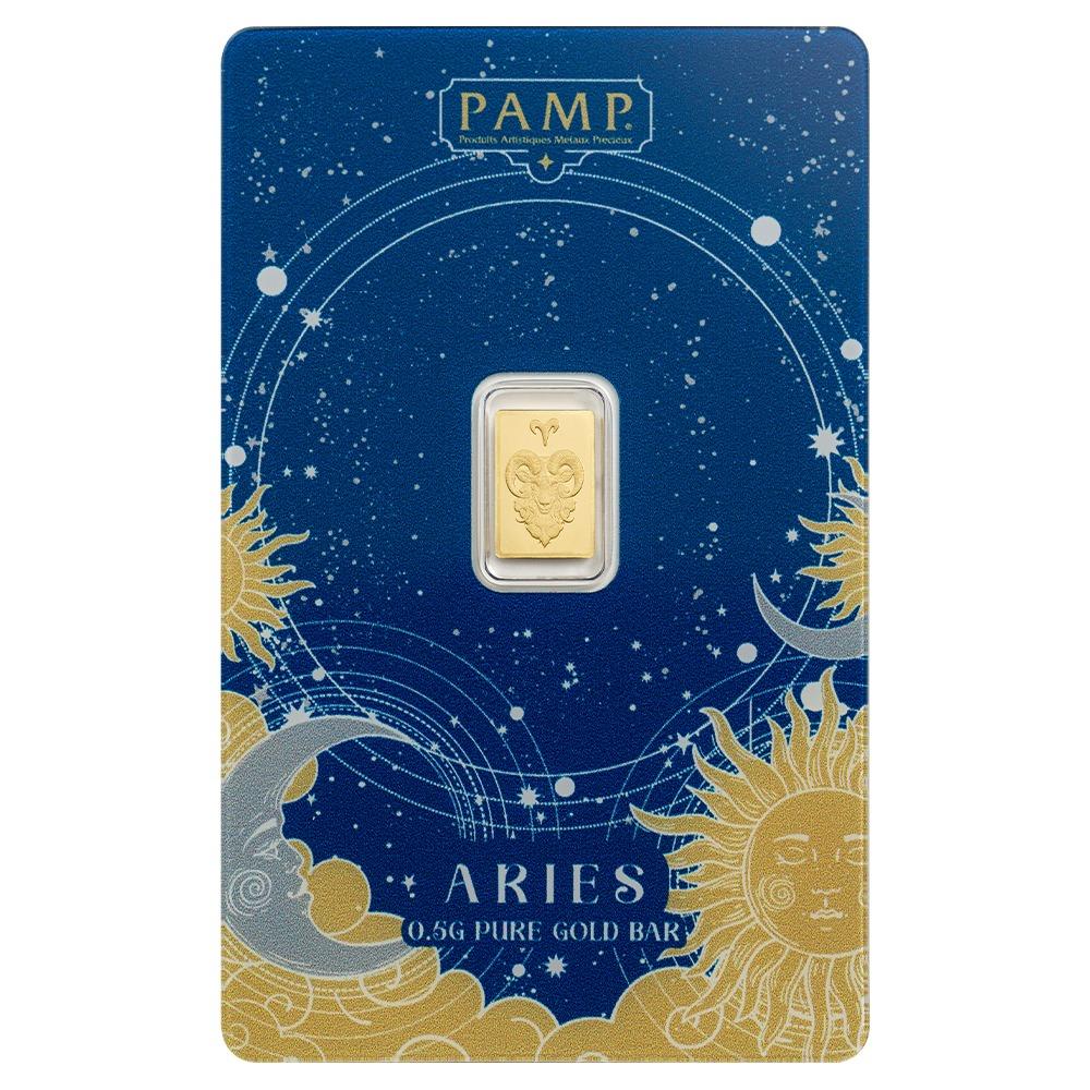 Pamp Suisse 2026 Zodiac Series Aries 1/2 Gram Gold Bar in Assay Card (3000 Mintage)