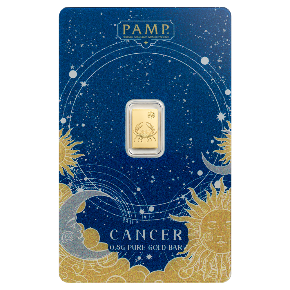 Pamp Suisse 2026 Zodiac Series Cancer 1/2 Gram Gold Bar in Assay Card (3000 Mintage)