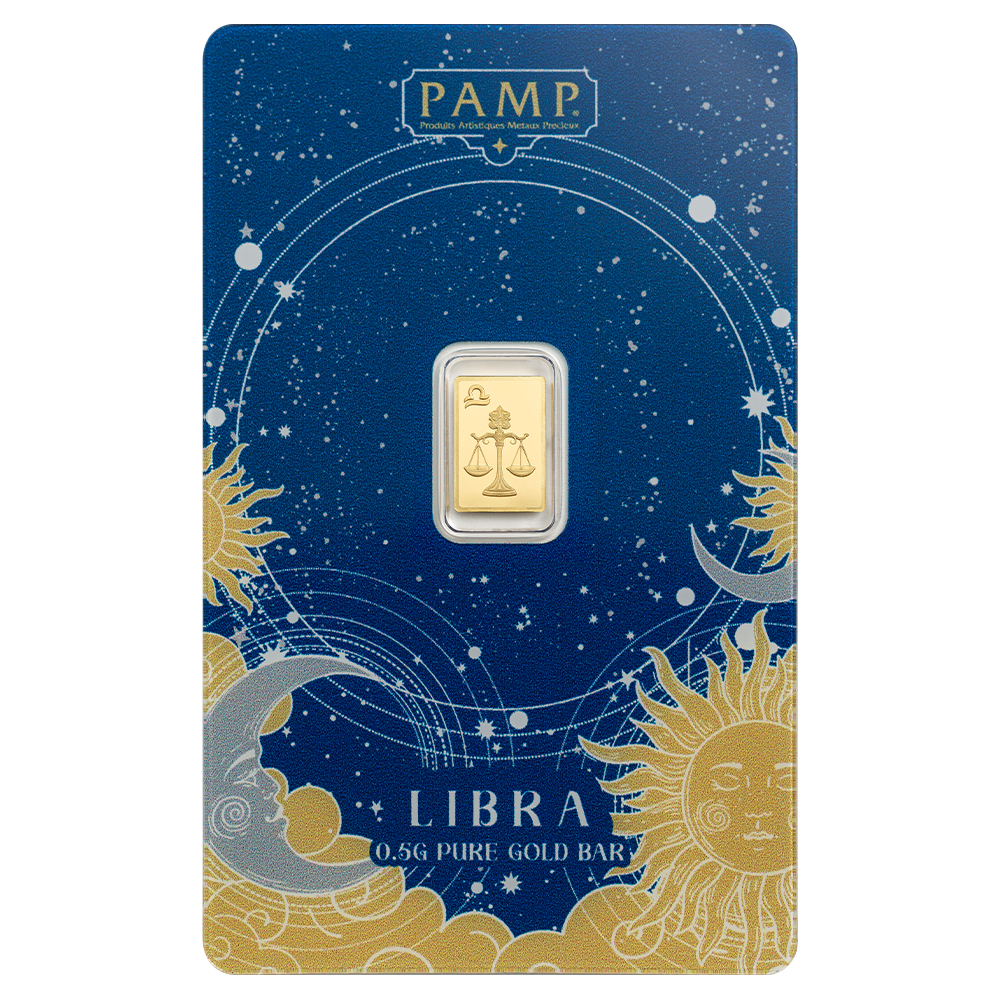 Pamp Suisse 2026 Zodiac Series Libra 1/2 Gram Gold Bar in Assay Card (3000 Mintage)