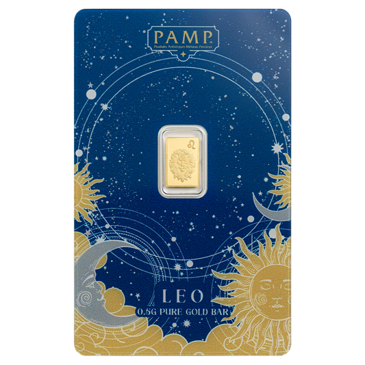 Pamp Suisse 2026 Zodiac Series Leo 1/2 Gram Gold Bar in Assay Card (3000 Mintage)