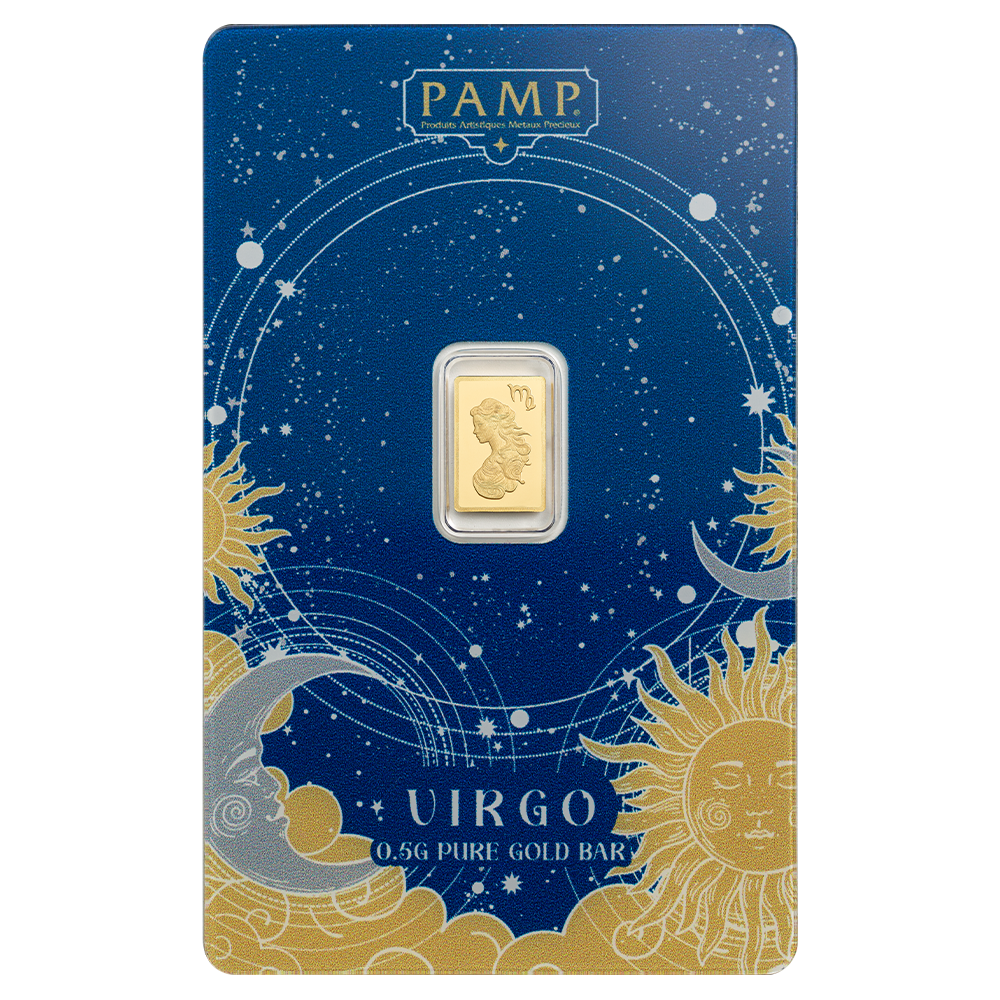 Pamp Suisse 2026 Zodiac Series Virgo 1/2 Gram Gold Bar in Assay Card (3000 Mintage)