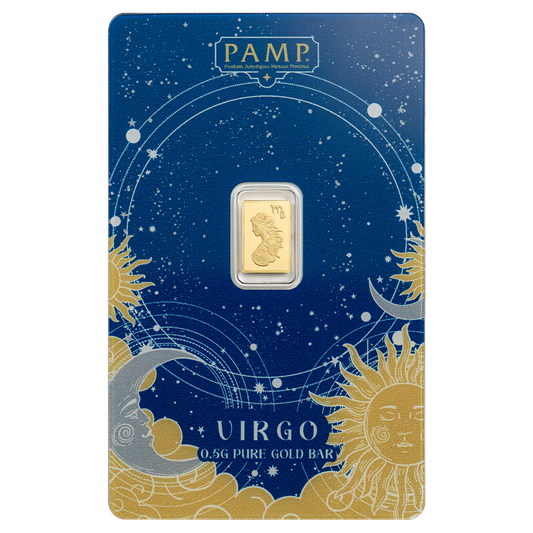 Pamp Suisse 2026 Zodiac Series Virgo 1/2 Gram Gold Bar in Assay Card (3000 Mintage)