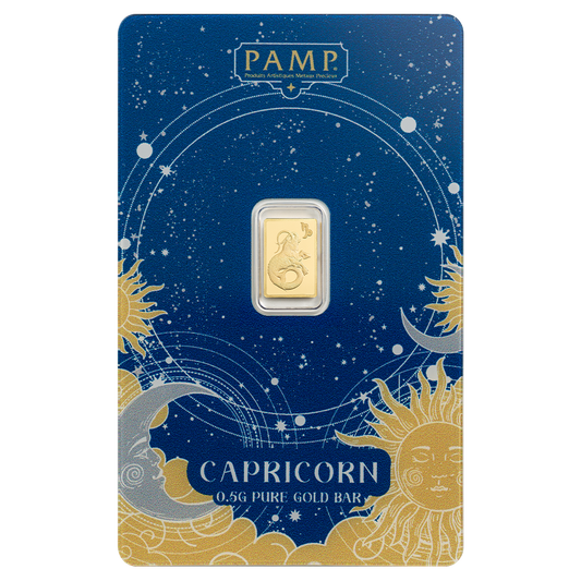 Pamp Suisse 2026 Zodiac Series Capricorn 1/2 Gram Gold Bar in Assay Card (3000 Mintage)