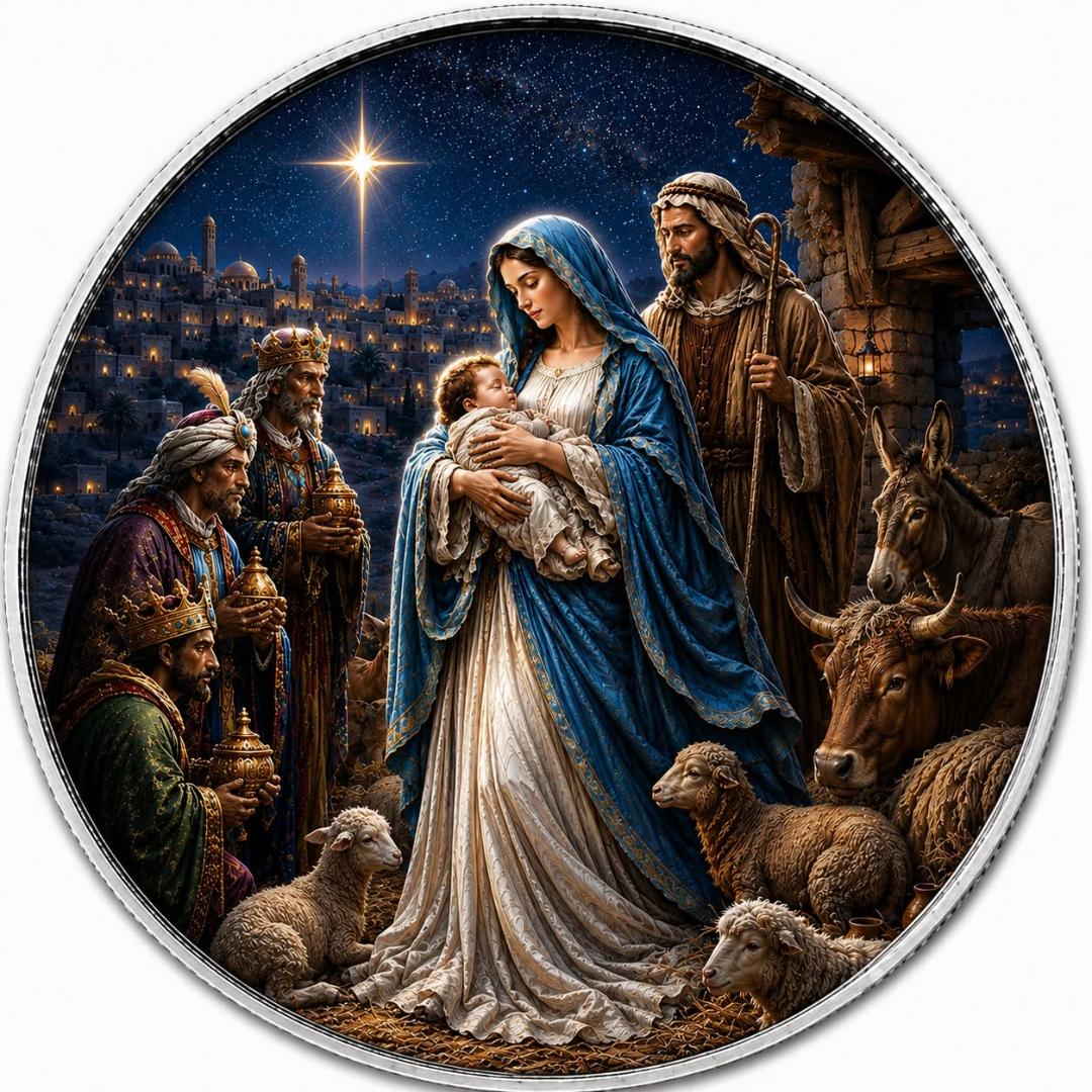 Estimate: 2026 American Silver Eagle - The Birth & Baptism of Christ 1 oz Silver Colorized Coin (Mintage TBD at end of Presale)