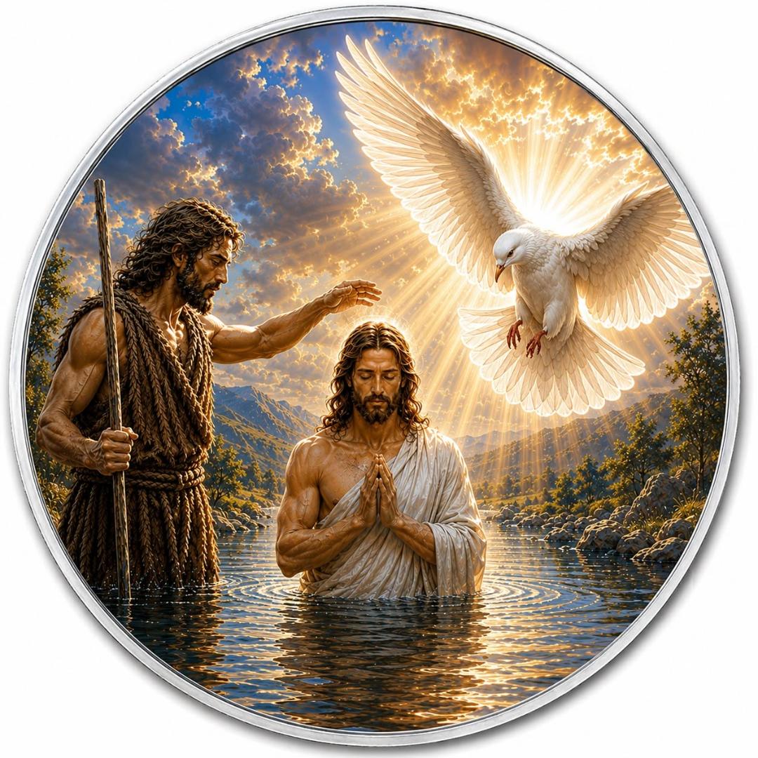 Estimate: 2026 American Silver Eagle - The Birth & Baptism of Christ 1 oz Silver Colorized Coin (Mintage TBD at end of Presale)