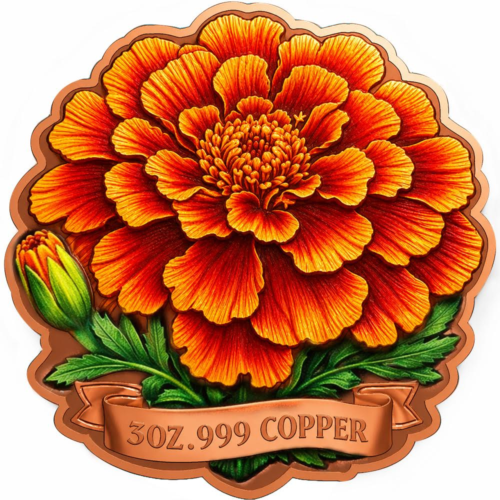 Viva La Muerte Marigold Shaped HR 3 oz Copper Medal (05/27)