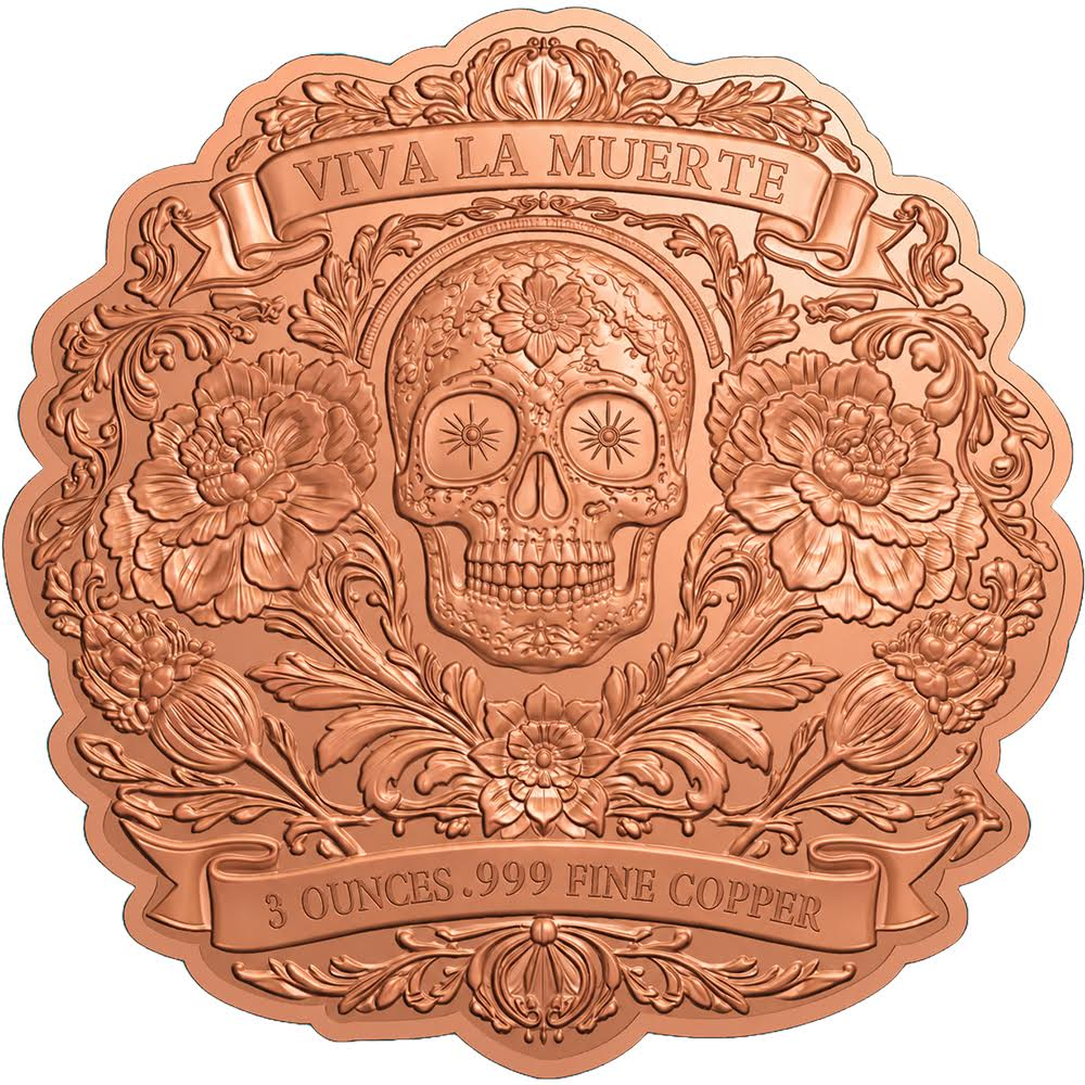Viva La Muerte Marigold Shaped HR 3 oz Copper Medal (05/27)