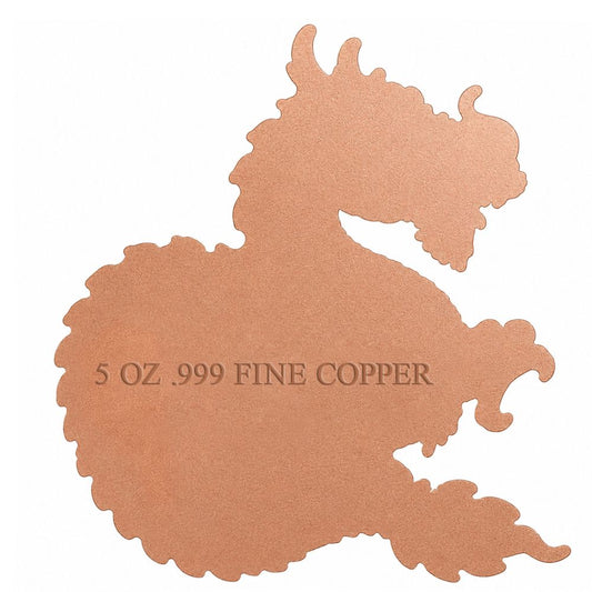Chinese Red Dragon Shaped Colorized 5 oz Copper Medal (05/26)