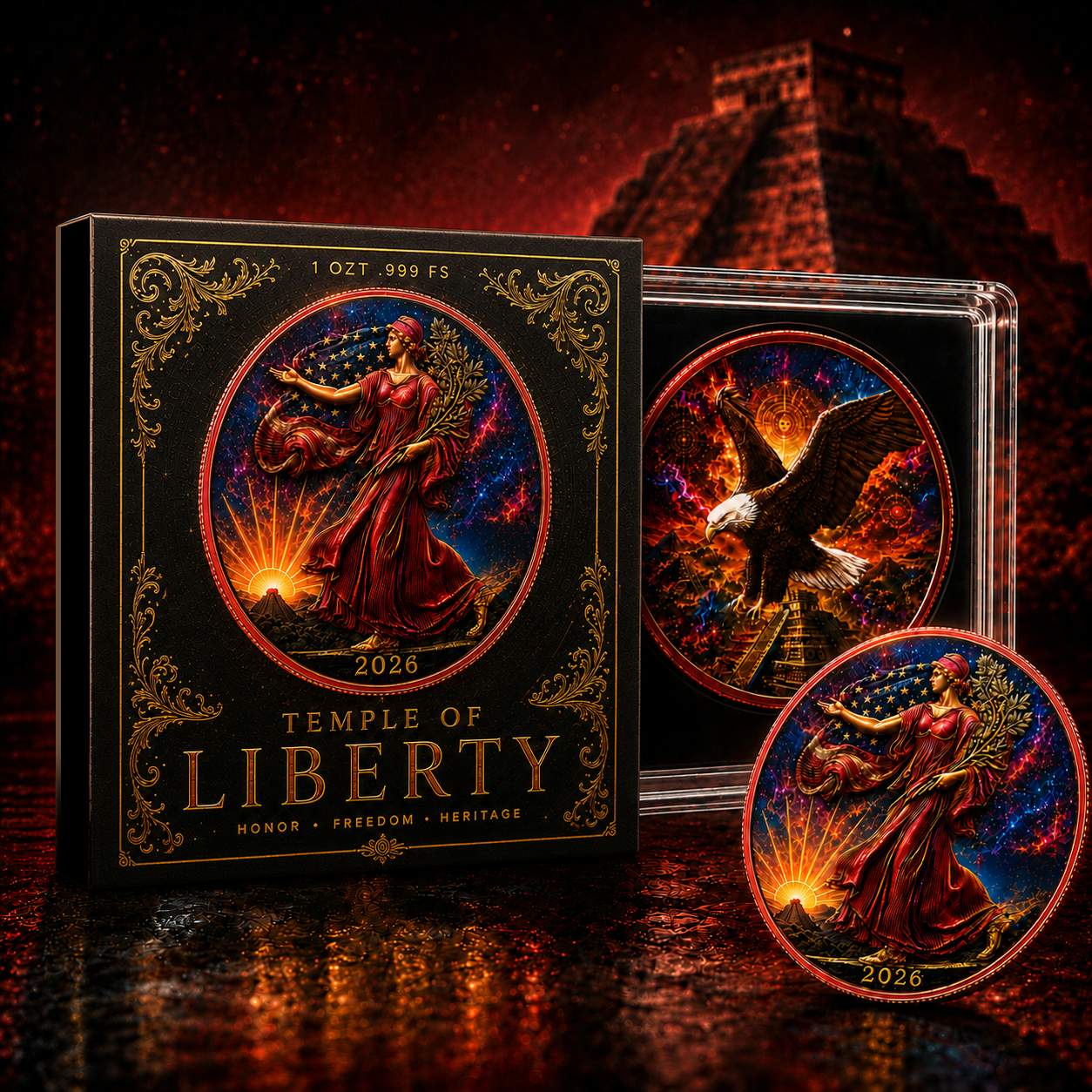 13-Hour Offer: 2026 Silver Eagle Temple of Liberty Colorized 1 oz .999 Fine Silver Coin