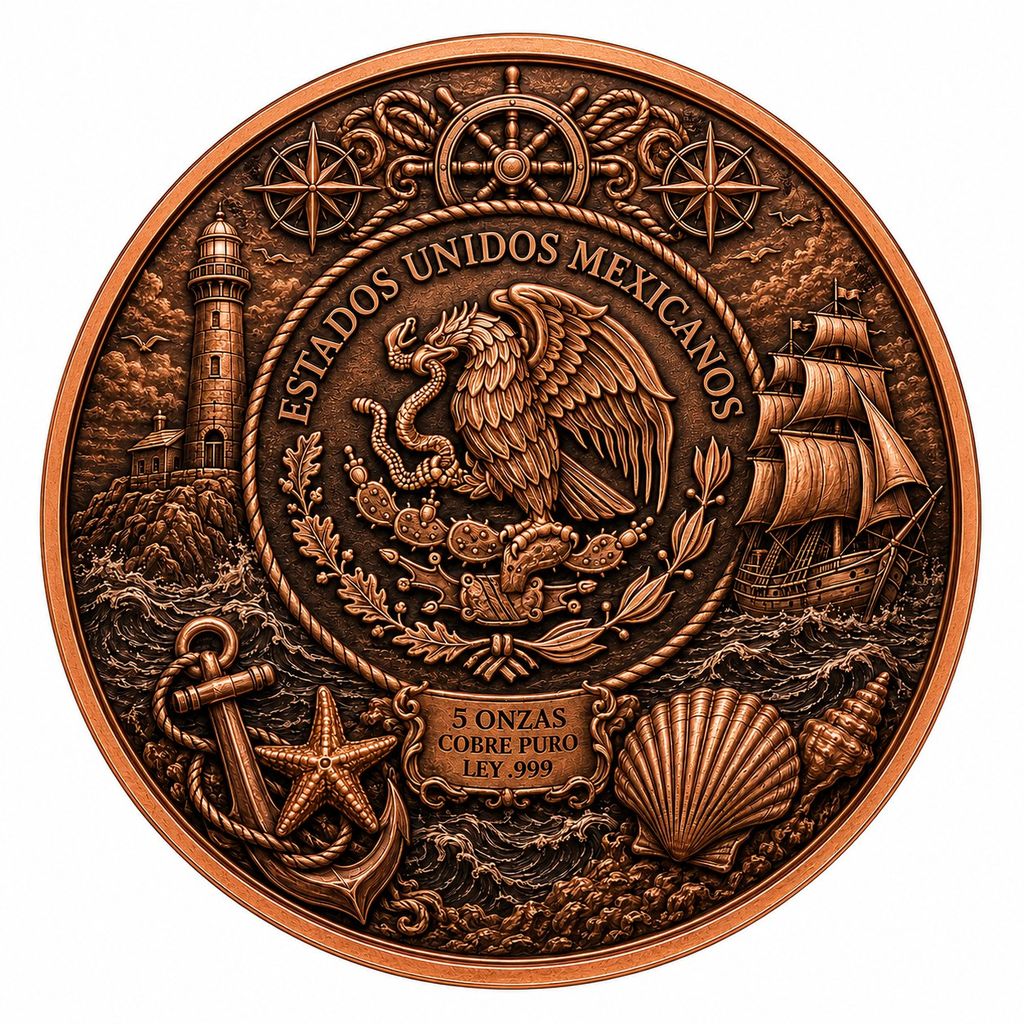 2026 Mexico Nautical Libertad Colorized 5 oz Copper Medal