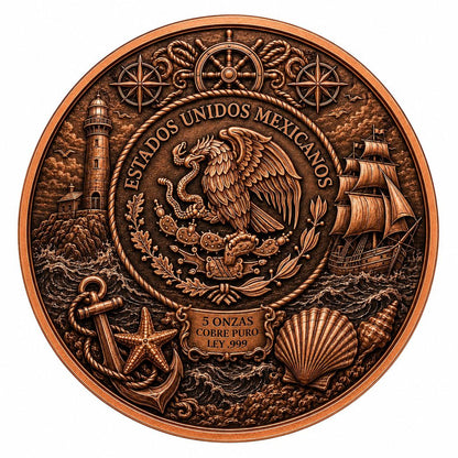 2026 Mexico Nautical Libertad Colorized 5 oz Copper Medal