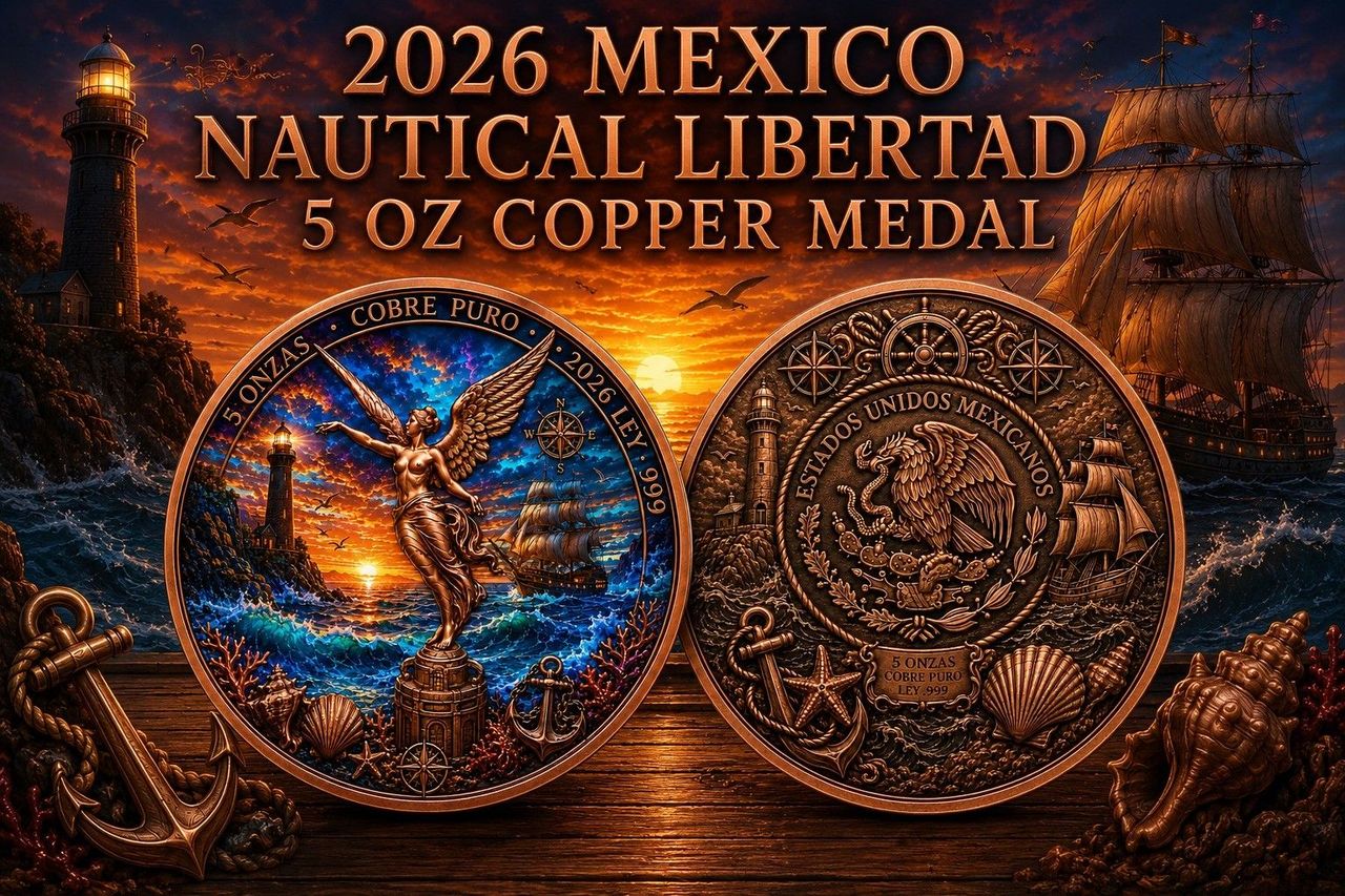 2026 Mexico Nautical Libertad Colorized 5 oz Copper Medal
