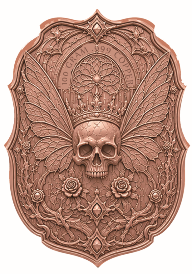 100 Gram Violeth the Goth Fairy Colorized Copper in Display Box