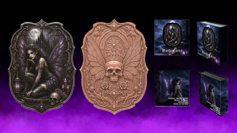100 Gram Violeth the Goth Fairy Colorized Copper in Display Box