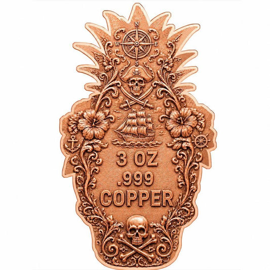 Pineapple Pirate Shaped 3 oz Copper Medal (06/11)