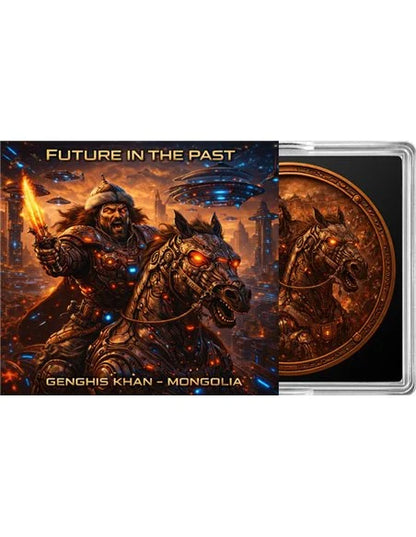 In Stock! GENGHIS KHAN Mongolia Future In The Past 1 Oz Copper Round Italy 2025