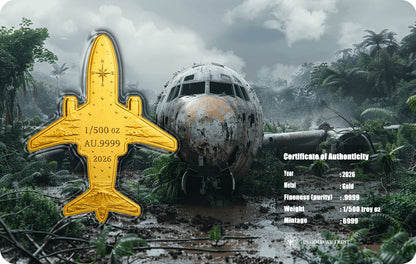 MH370 Shaped 1/500 oz Gold Medal in Card (06/11)