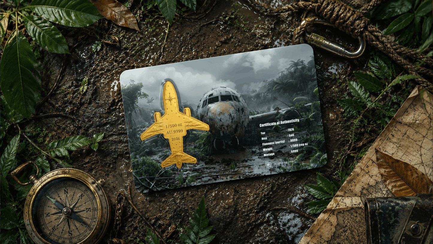 MH370 Shaped 1/500 oz Gold Medal in Card (06/11)