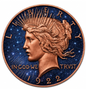 Peace Dollar Dual Sided Diamond Dust 1 oz Copper Round (06/15)