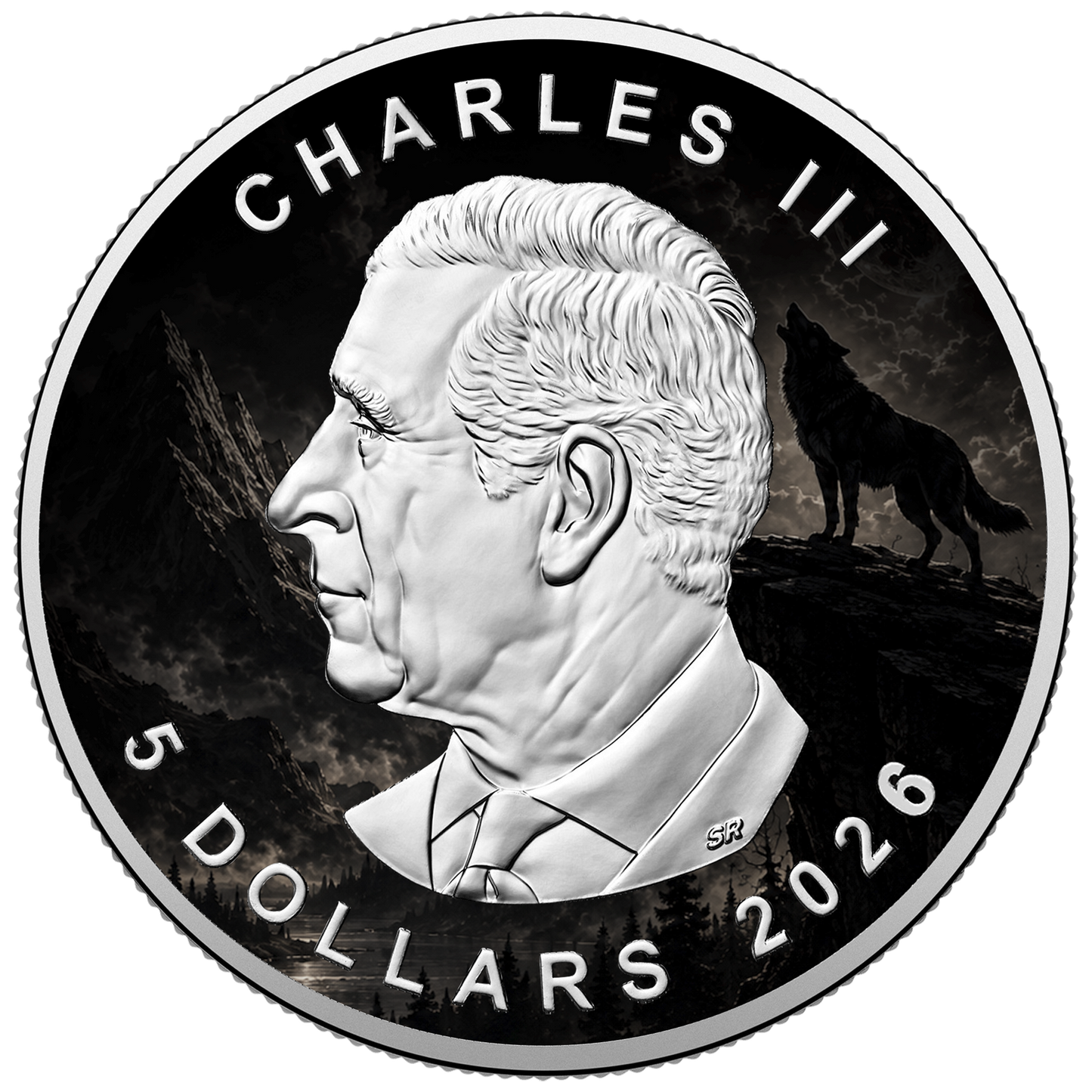 24-Hour Offer: 2026 Canada Maple Leaf Colorized Timber Wolf Edition .9999 Silver Coin