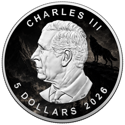 24-Hour Offer: 2026 Canada Maple Leaf Colorized Timber Wolf Edition .9999 Silver Coin