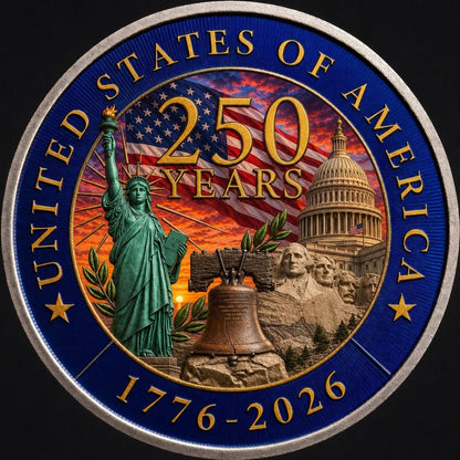 Estimate: Golden State Mint 2026 USA 250th Anniversary 1 oz Silver Colorized Medal (Mintage TBD at end of Presale)
