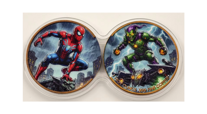 2 x 1 oz Spiderman Vs Green Goblin .999 Copper Medal in Infinity Capsule