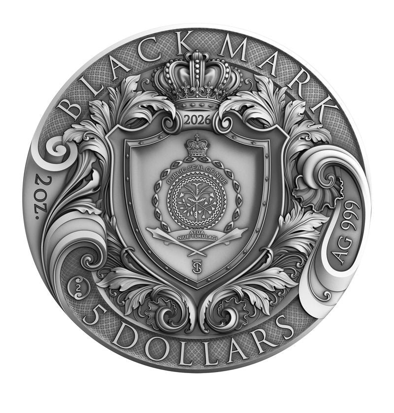 In Stock! 2026 Niue Black Mark 2 oz Silver Coin (01/30)
