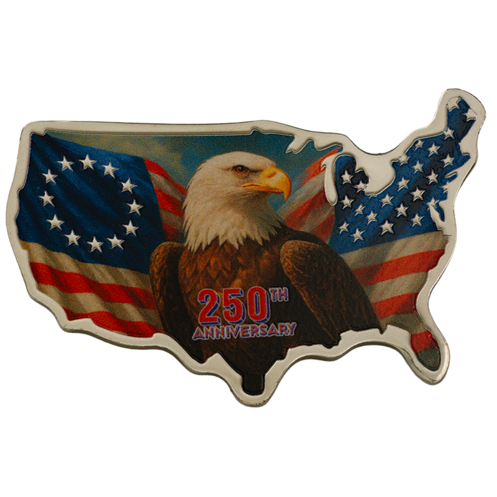 In Stock! 2026 Solomon Islands 250th Ann. of the U.S. Stars and Stripes Shaped 1 oz Silver Coin