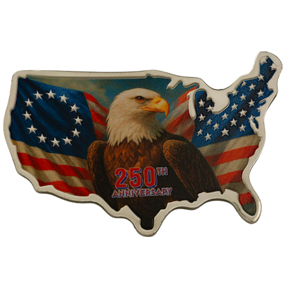 In Stock! 2026 Solomon Islands 250th Ann. of the U.S. Stars and Stripes Shaped 1 oz Silver Coin