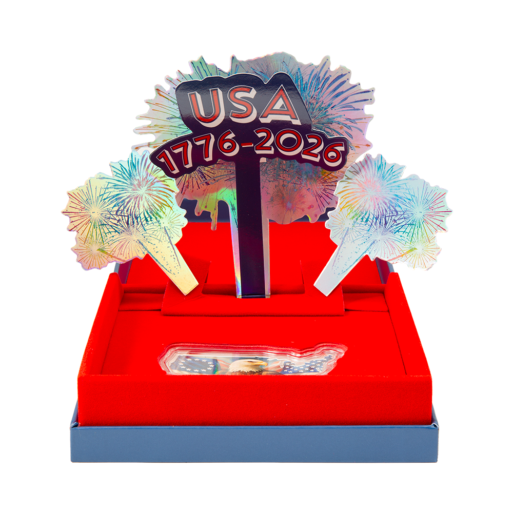In Stock! 2026 Solomon Islands 250th Ann. of the U.S. Stars and Stripes Shaped 1 oz Silver Coin