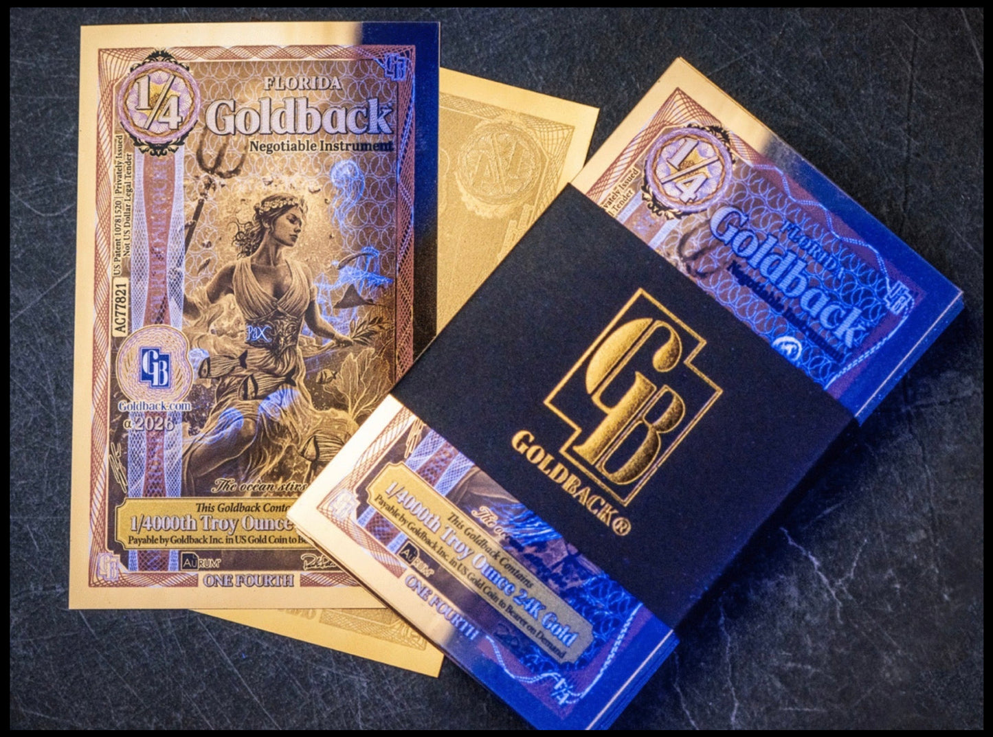 NEW Florida Goldback 1/4 - Contains 1/4000 oz of .999 fine gold