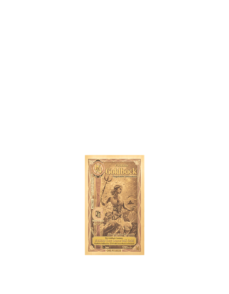 NEW Florida Goldback 1/4 - Contains 1/4000 oz of .999 fine gold