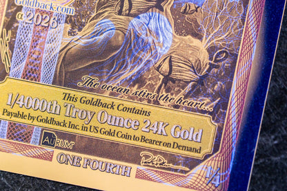 NEW Florida Goldback 1/4 - Contains 1/4000 oz of .999 fine gold