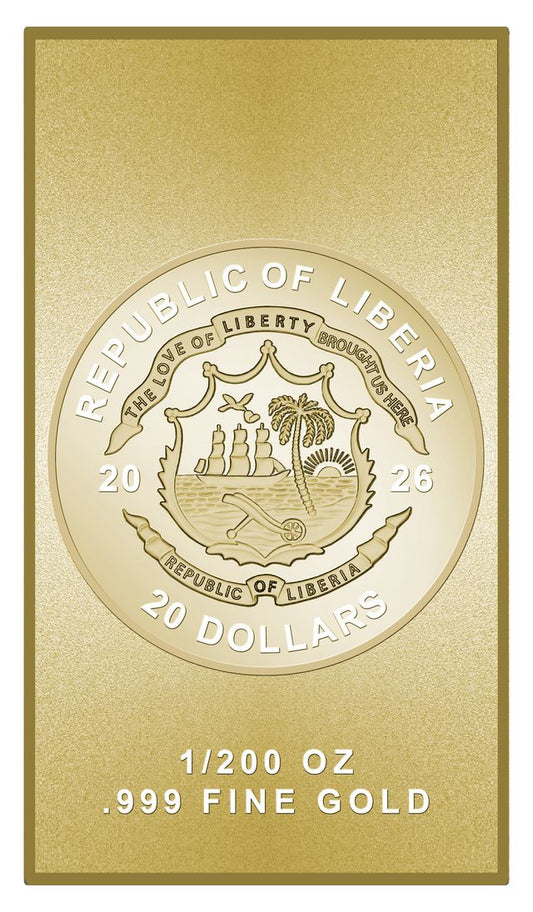 In Stock! 2026 Liberia Jesus Portrait Prooflike 1/200 oz Gold Coin