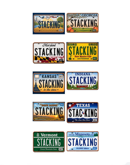 2027 OHIO Stacking Across America License Plate Colorized 1 oz Copper Bar (Series 1) (07/07)