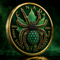 14-Hour offer! The Emerald Tarantula 1 oz .999 Fine Silver Gilded Maple with 3D Jewel Spider