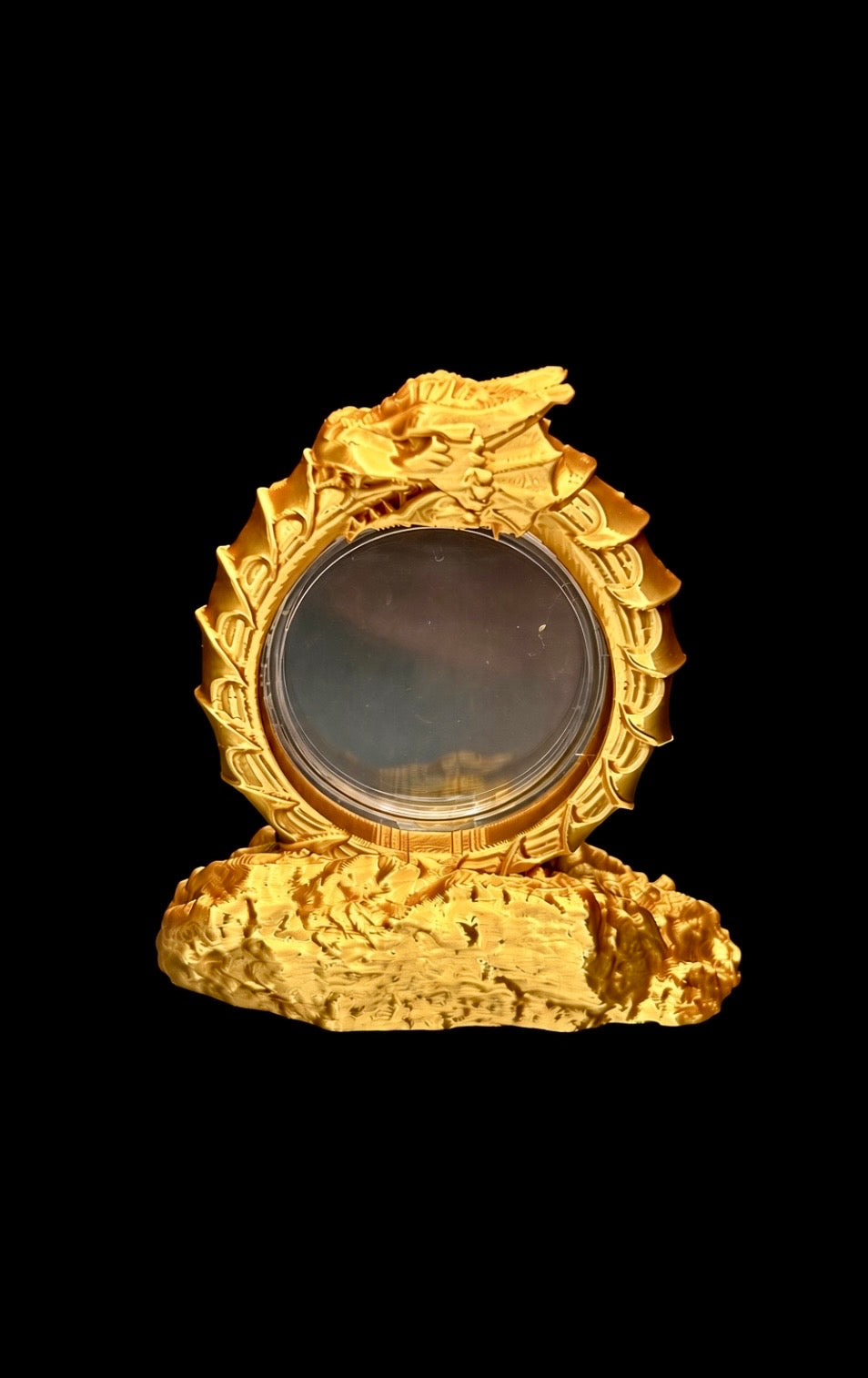 FREE STANDING DESKTOP GOLD INFINITY DRAGON COIN HOLDER!