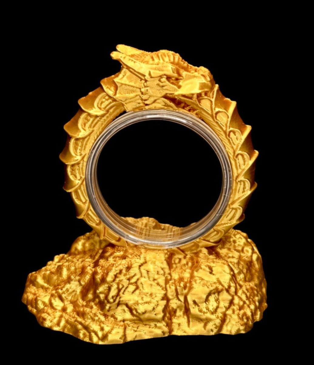 FREE STANDING DESKTOP GOLD INFINITY DRAGON COIN HOLDER!